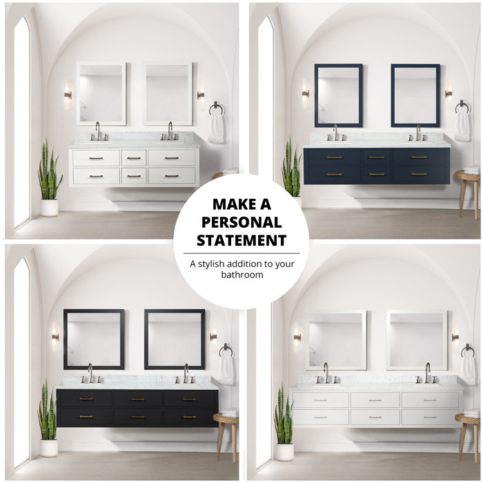 Lexora 72'' Wall Mounted Double Bathroom Vanity with Marble Vanity Top